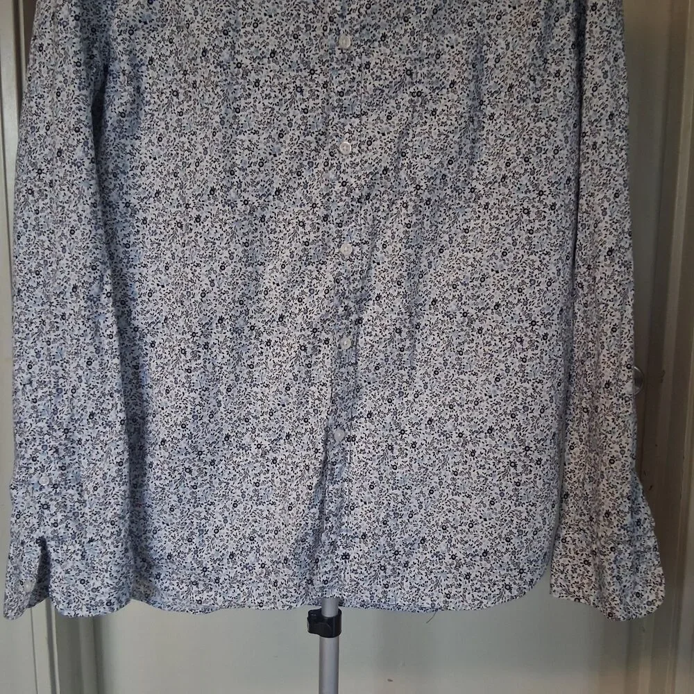 J Crew Men's Long Sleeve Micro-Floral Button-Down Shirt XXL Elevated Casual Prep